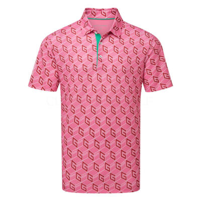 Galvin Green Martinez Golf Polo Shirt Pink/Green D01001378732