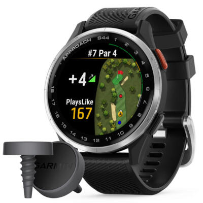 Garmin Approach S44 Golf GPS Watch/CT1 Club Trackers Bundle