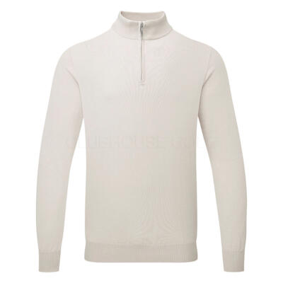 Glenmuir Devon 1/4 Zip Cotton Golf Sweater Linen MKC7381ZN-DEV