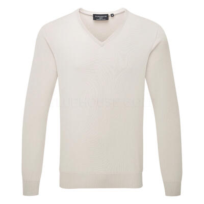 Glenmuir Eden V-Neck Cotton Golf Sweater Linen MKC6884VN-EDE