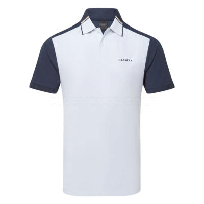 Hackett Sport Resort Colour Block Golf Polo Shirt Optic White HM563404