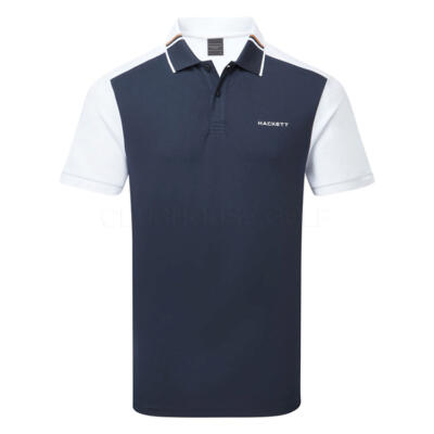 Hackett Sport Resort Colour Block Golf Polo Shirt Navy HM563404
