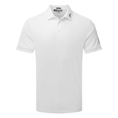J.Lindeberg Tour Tech Golf Polo Shirt White/Black - Clubhouse Golf