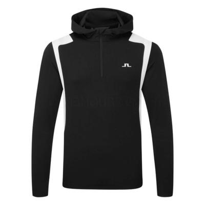 J.Lindeberg Lukas 1/4 Zip Golf Hoodie Black/White GMJS10949-9999