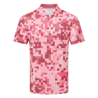 J.Lindeberg Dario Tour Print Golf Polo Shirt Tour 26 Pink GMJT15902-S239