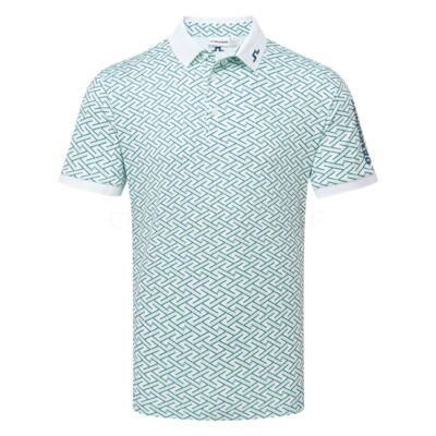 J.Lindeberg Tour Tech Print Golf Polo Shirt Ladder White Bay GMJT14652-A062