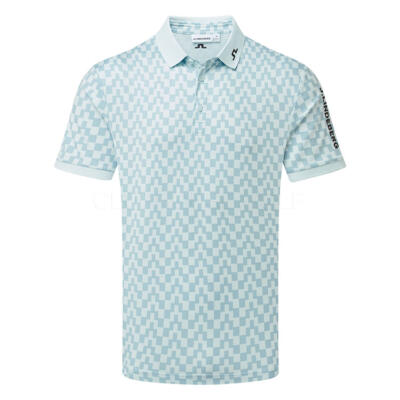 J.Lindeberg Tour Tech Print Golf Polo Shirt Bridge Stack Skylight GMJT14652-O581