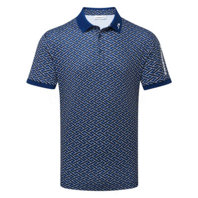 J.Lindeberg Tour Tech Print Golf Polo Shirt Ladder Estate Navy GMJT14652-O613