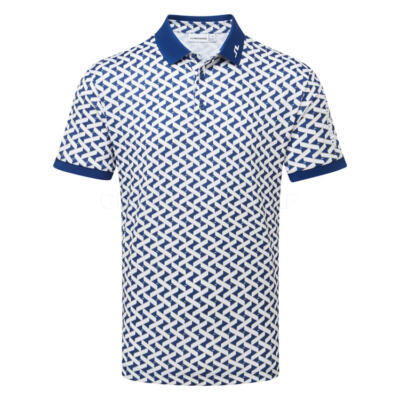 J.Lindeberg Tour Tech Print Golf Polo Shirt Ladder Estate White GMJT14652-O614