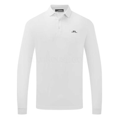 J.Lindeberg Florian Long Sleeve Golf Polo Shirt White GMJT13062-0000