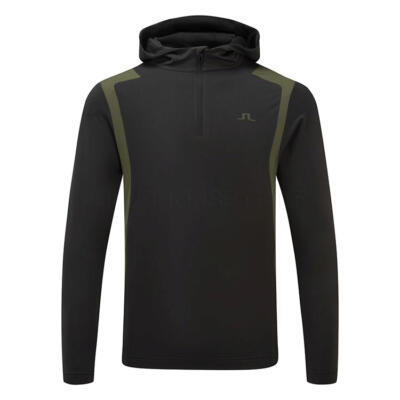 J.Lindeberg Lukas 1/4 Zip Golf Hoodie Black/Forest Green GMJS15315-9999