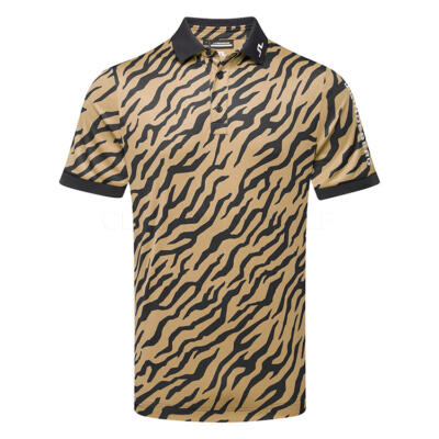 J.Lindeberg Tour Tech Print Golf Polo Shirt Tour Tiger Brown GMJT11946-E379
