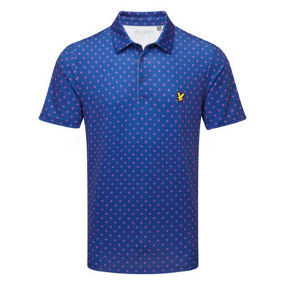Lyle & Scott Cross Print Golf Polo Shirt Navy Peony SP2471-X856