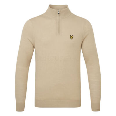Lyle & Scott Merino 1/4 Zip Golf Sweater Safari KN2169G-X215
