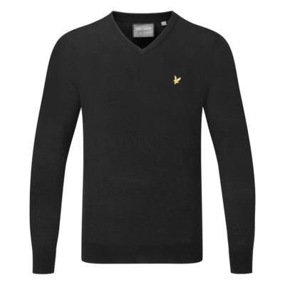Lyle & Scott Wool V-Neck Golf Sweater Jet Black KN2168G-Z865
