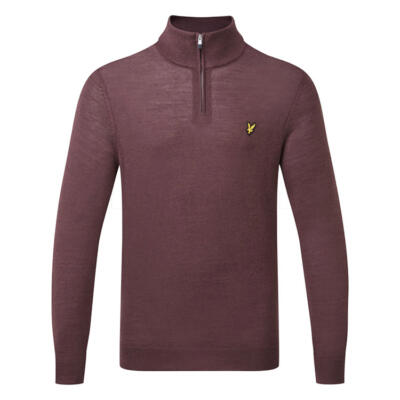 Lyle & Scott Merino 1/4 Zip Golf Sweater Berry KN2169G-Z292