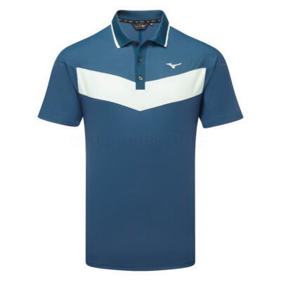 Mizuno Block Interlock Golf Polo Shirt Sailor Blue 52GAB035-27