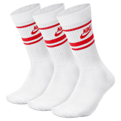 Nike Everyday Essential Crew Golf Socks (3 Pack) White/University Red DX5089-102