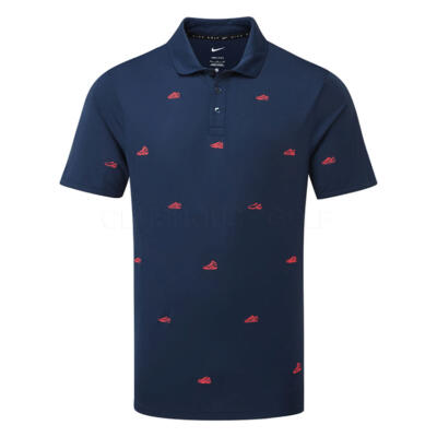 Nike Dri-FIT Par 5 Shoe Emblem Golf Polo Shirt College Navy/Hot Lava II4173-419