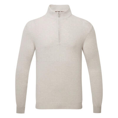 Oscar Jacobson Patton Merino Blend Knitted 1/4 Zip Golf Sweater Beige OJKNT0372-BEI
