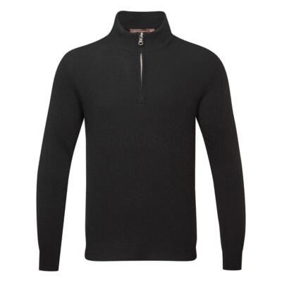 Oscar Jacobson Patton Merino Blend Knitted 1/4 Zip Golf Sweater Black OJKNT0372-BLK