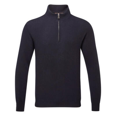 Oscar Jacobson Patton Merino Blend Knitted 1/4 Zip Golf Sweater Navy OJKNT0372-NVY
