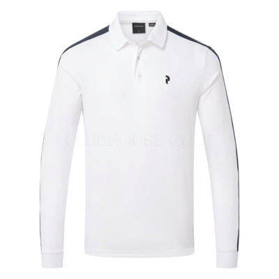 Peak Performance Player Long Sleeve Golf Polo Shirt White/Salute Blue G79487010