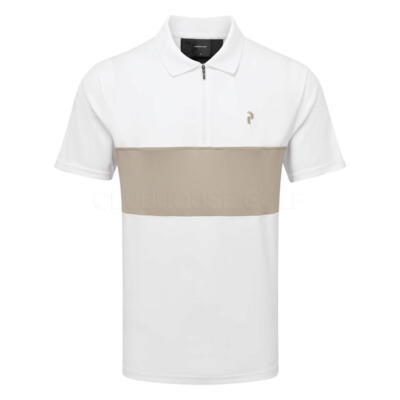 Peak Performance Player Zip Golf Polo Shirt White/Avid Beige G80210040