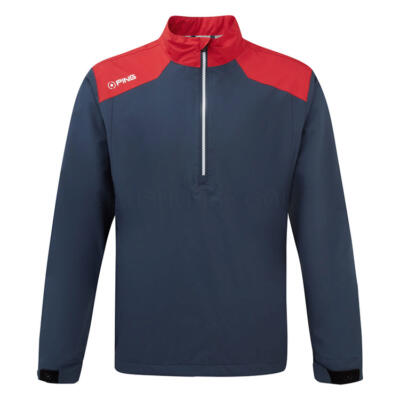 Ping AquaDrive 1/2 Zip Waterproof Golf Jacket Oxford Blue/Classic Red P03758-OCR