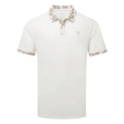 Puma Modalon Floral Rib Golf Polo Shirt Warm White/Ice Coffee 634855-03