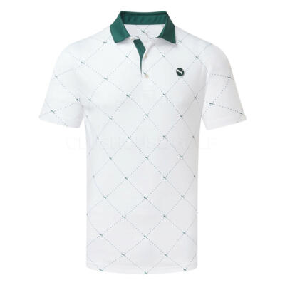 Puma Pure 2.0 Argyle Golf Polo Shirt White Glow/Green Terrain 629322-07