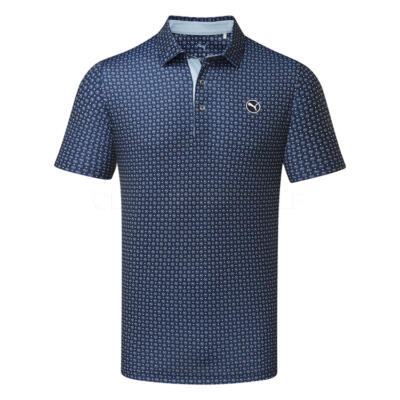 Puma Pure 2.0 Circle Cat Golf Polo Shirt Deep Navy/White Glow 632248-02