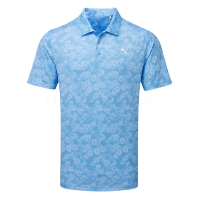 Puma Pure 2.0 Floral Golf Polo Shirt Team Light Blue 635183-04