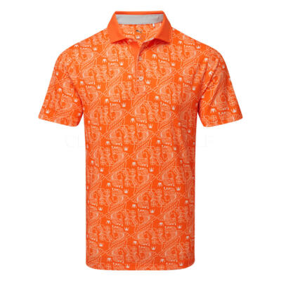 Puma Pique Royal Flush Tour Logo Golf Polo Shirt Rickie Orange 628842-03