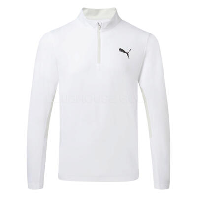 Puma Pure 2.0 1/4 Zip Tour Logo Golf Sweater White Glow 628858-02