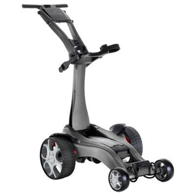 Stewart Q Follow Carbon Electric Golf Trolley Raw Carbon Extended Lithium Battery