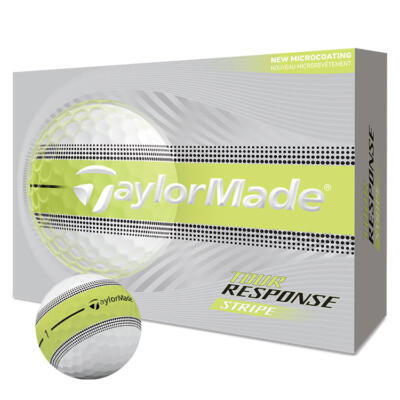 TaylorMade Tour Response Stripe Golf Balls White/Neon Yellow