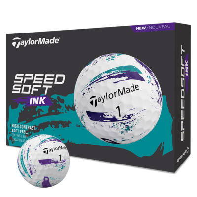 TaylorMade SpeedSoft Ink Golf Balls White/Purple/Teal