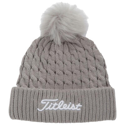 Titleist Cable Knit Pom Pom Golf Beanie Light Grey/White TH23WCKNPN2-0G1