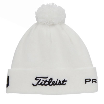 Titleist Tour Pom Pom Golf Beanie White/Black TH22WTPE-10
