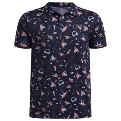 Under Armour Junior Matchplay Printed Golf Polo Shirt Midnight Navy/Posh Pink/Castlerock 6009817-410