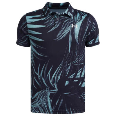 Under Armour Junior Matchplay Printed Golf Polo Shirt Palm Macro 6009817-411