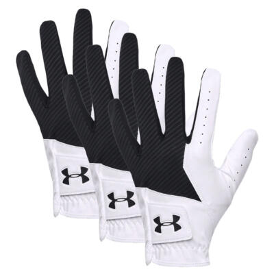 Under Armour Medal Golf Glove (3 Pack) Black/White/Black 1349705-001 (Right Handed Golfer)
