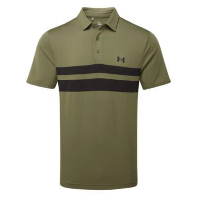 Under Armour Playoff 3.0 Stripe Golf Polo Shirt Marine OD Green/Black