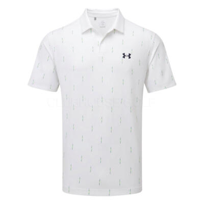 Under Armour T2G Deuces Dash Printed Golf Polo Shirt White/Midnight Navy 1383715-101