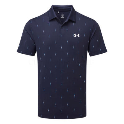 Under Armour T2G Deuces Dash Printed Golf Polo Shirt Midnight Navy/White 1383715-413