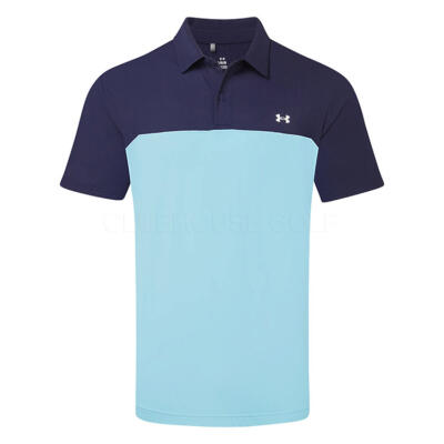 Under Armour T2G Colour Block Golf Polo Shirt Blue Haze/Midnight Navy/White 6009798-425