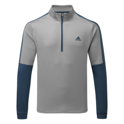 adidas Colour Block 1/4 Zip Golf Sweater Grey Three/Crew Navy ...