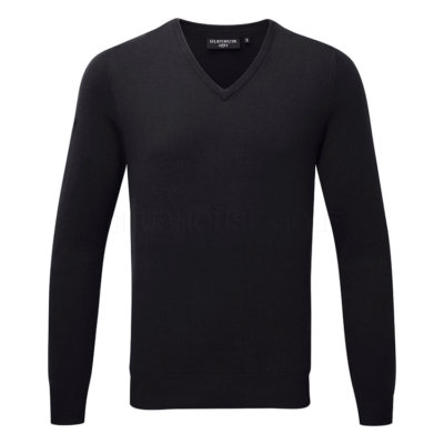 Glenmuir Eden V-Neck Cotton Golf Sweater Black MKC6884VN-107A