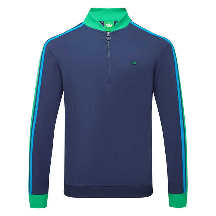 adidas Golf Originals 3 Stripe 1/4 Zip Golf Sweater Night Indigo/Court Green KB8627